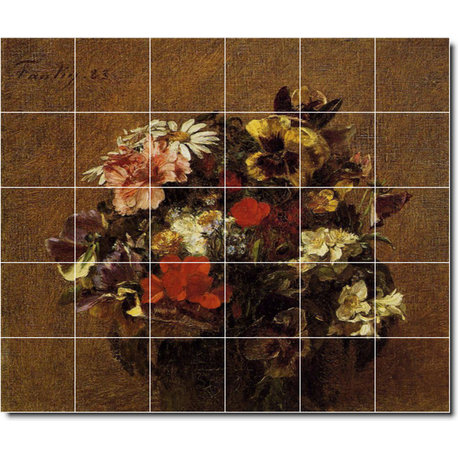 Henri Fantin-Latour Flowers Painting Ceramic Tile Mural #84, 36"x30"