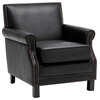 Living Traditional Upholstered Pu Leather Club Chair With Nailhead Trim Black