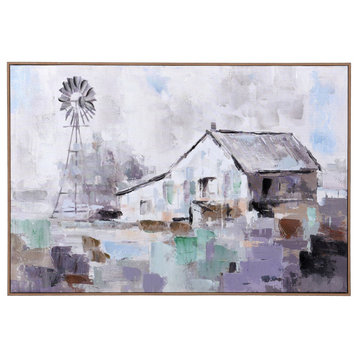 White Farmhouse Art Print on Canvas- Framed