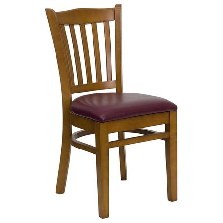 Flash Furniture Hercules Dining Chair in Cherry with Burgundy Seat