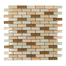 Brown and Pinky Crystal Glass Mosaic Tile Brick Pattern (Glossy&Matte) - Home Decor