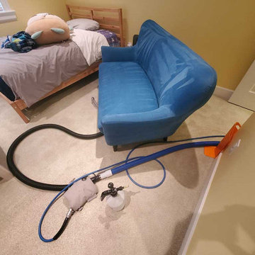 Kids Blue Love Seat Upholstery Steam Cleaning Located in White Rock BC Canada