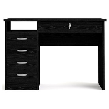 Tvilum Walden Desk with 5 Drawers in Black Woodgrain
