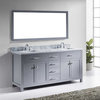 72" Double Bathroom Vanity, Gray, Square Sink, Polished Chrome