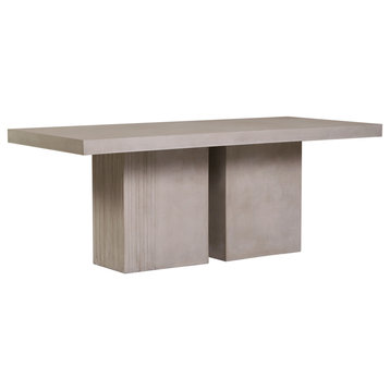 Tama Rectangle Dining Table - Double Pedestal - Slate Gray Outdoor Dining Table