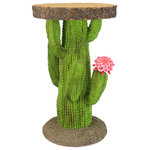 Design Toscano - Saguaro Cactus Arizona Desert Sculptural Table - Watch the desert bloom continually with this prickly succulent statement piece that's ready to hold your beverages, a potted plant or even an assortment of towels poolside. Though its counterparts in nature are native to the desert, our almost 2-foot tall sculptural work of furniture art is happy to settle into your home or garden. Cast in quality designer resin to capture details from desert sand to the Arizona state flower, this clever Design Toscano original is individually hand painted. And, as with most cacti, it never needs watering!  12½"dia.x20½"H. 15 lbs.