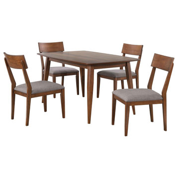 Mid Century 5 Piece Dining Table Set, Padded Performance Fabric Seats