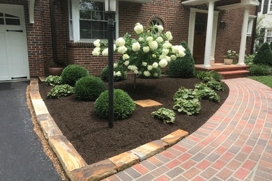 Design ideas for a mid-sized contemporary front yard garden in Cincinnati with a garden path and natural stone pavers.