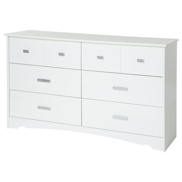 South Shore Tiara 6-Drawer Double Dresser, Pure White