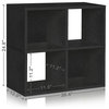 2-Tier 4 Cubby Stackable Bookcase Storage Shelf, Tool Free Eco zBoard, Black