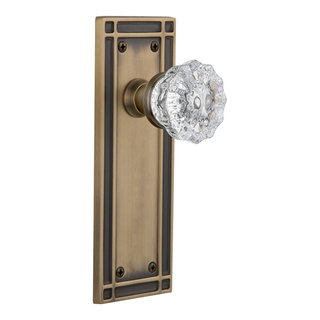 Fifth Avenue Long Plate with Versailles Crystal Knob in Timeles Bronze -  Grandeur Hardware