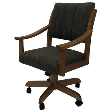 Swivel Wood Dining Caster Chair with Wheels - Casa, Sanora Brown - Dark Brown