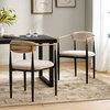 Camas Modern Fabric Upholstered Iron Dining Chairs (Set of 2), Beige + Black + Gold