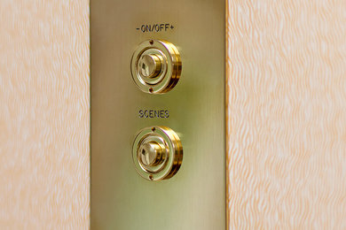 Vertical two gang momentary button - Unlacquered Brass