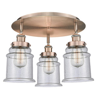 Canton 3 Light Flush Mount, Antique Copper, Seedy - Industrial - Flush ...
