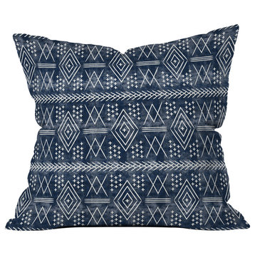 Little Arrow Design Co Vintage Moroccan On Blue Throw Pillow, 16"x16"