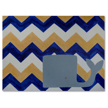 'Blue and Gold Whale Chevron' Canvas Art by Nicole Dietz