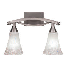 Bow 2 Light Bath Bar, 5.5" Fluted Frosted Crystal Glass