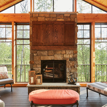 Screen Porch Fireplace in Wayzata