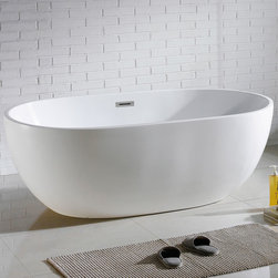 60" x 30" White Oval Soaking Free-Standing Bathtub - Bathtubs