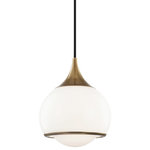 Hudson Valley Lighting - Reese 1-Light Small Pendant, Aged Brass - With a shade encompassing another shade within it, Reese spins a glossy beauty. The metal rim on the outer shade and the peeking-out inner shade are a couple details contributing to its elegance.