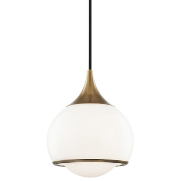 Reese 1-Light Small Pendant, Aged Brass