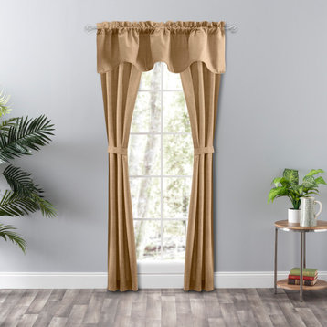 Lisa Solid 58" x 15" Lined Scallop Valance, Tan