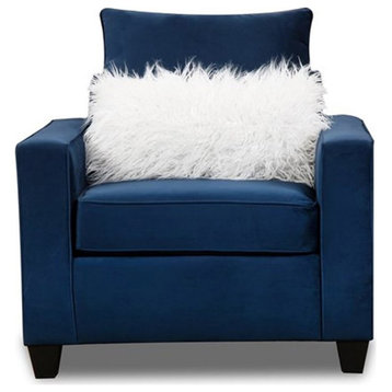 Pemberly Row Accent Chair with Accent Pillows in Navy Blue