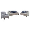 Coaster 3-Piece Transitional Recessed Arms Upholstery Fabric Sofa Set in Gray