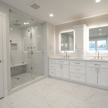 Bath Tiles Above Vanity And For Niche In Shower