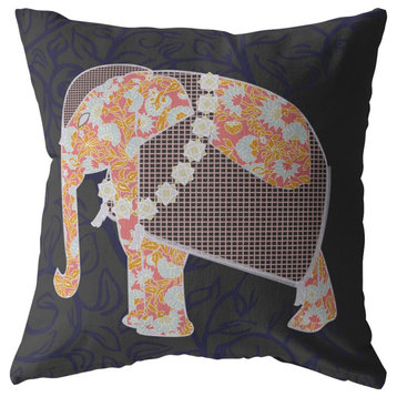 16 Orange Elephant Zippered Suede Throw Pillow