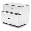 Modern Tada Side Table Mirrored Glass Finish Black Drawer Pulls