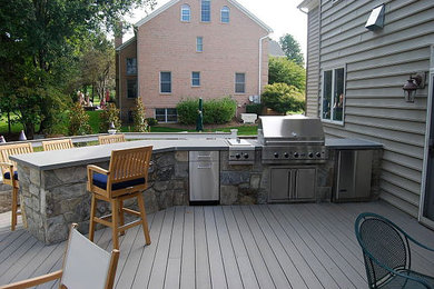 Backyard patio kitchen photo in DC Metro with decking