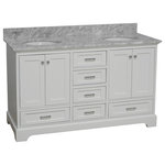 Kitchen Bath Collection - Harper 60" Bathroom Vanity, White, Carrara Marble, Double - The Harper: Style, storage, and quality. No compromise necessary.