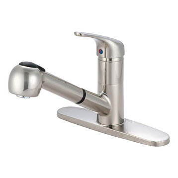 Elite Single Handle Pull-Out Kitchen Faucet, Pvd Brushed Nickel
