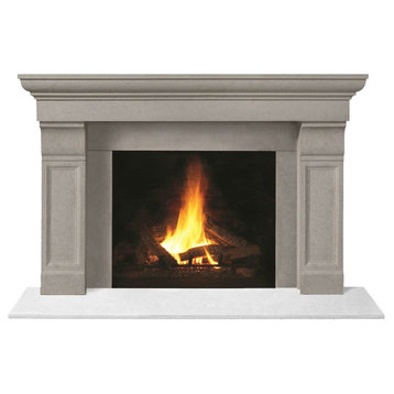 Fireplace Stone Mantel 1147.511 With Filler Panels, Limestone, No Hearth Pad