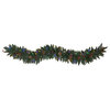 6' Snow Dusted Christmas Garland / 50 Multi LED Lights, Berries and Pinecones