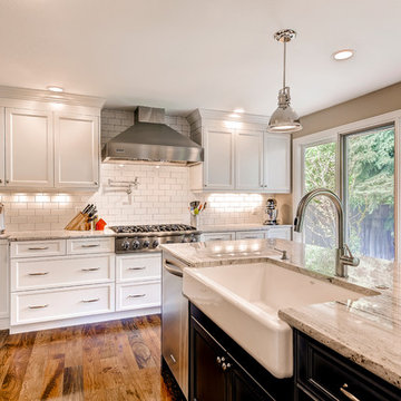 White Kitchen with Custom Blue Island