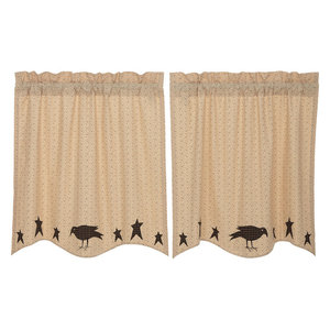 Tan Primitive Kitchen Curtains Sutton Stars Valance Rod Pocket