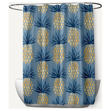 Pineapple Stripes Dusty Smoke 70" w x 73" h Shower Curtain