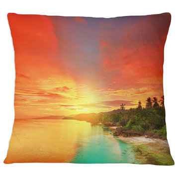 Beautiful Coastline in Philippines Seascape Throw Pillow, 18"x18"