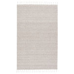 Jaipur Living - Jaipur Living Adria Indoor/ Outdoor Solid Cream/ Gray Area Rug, 10'x14' - The flatwoven Majorca collection brings the relaxed and textured look of a natural weave to the outdoors. The Adria area rug provides a warm and grounding accent to patios, kitchens, and dining rooms with durable PET yarn. The neutral cream and light gray colorway lends a refreshing, airy vibe, and the braided fringe adds a global touch.
