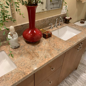 Old School Granite Pairs w/Honeycomb Marble Tile