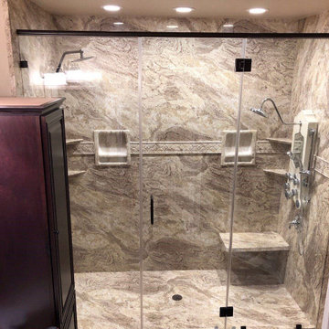 Valencia Granite smooth wall shower w/ 2 shower heads