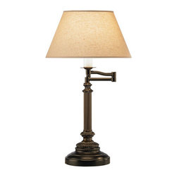 Robert Abbey - Victorian Bronze One-Light Desk Lamp with Parchment Saki Shade - Table Lamps
