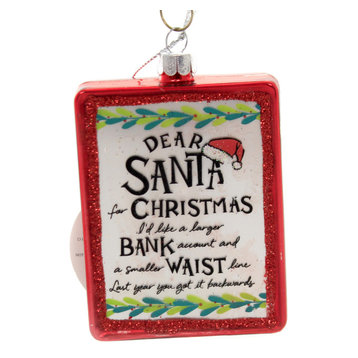 Holiday Ornaments DEAR SANTA LARGER BANK ACCOUNT Glass Izzy & Oliver 6004660