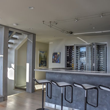 Cardiff, San Elijo - San Diego Custom Wine Cellar Glass Front with adjacent Bar