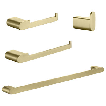 4-Piece Bathroom Accessories, Brushed Gold