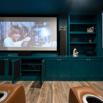 Moody modern transitional home theater