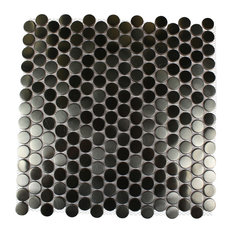 Blue Penny Round Tile Houzz Tile Bar 12 X12 Metal Silver Stainless Steel Penny Round Single